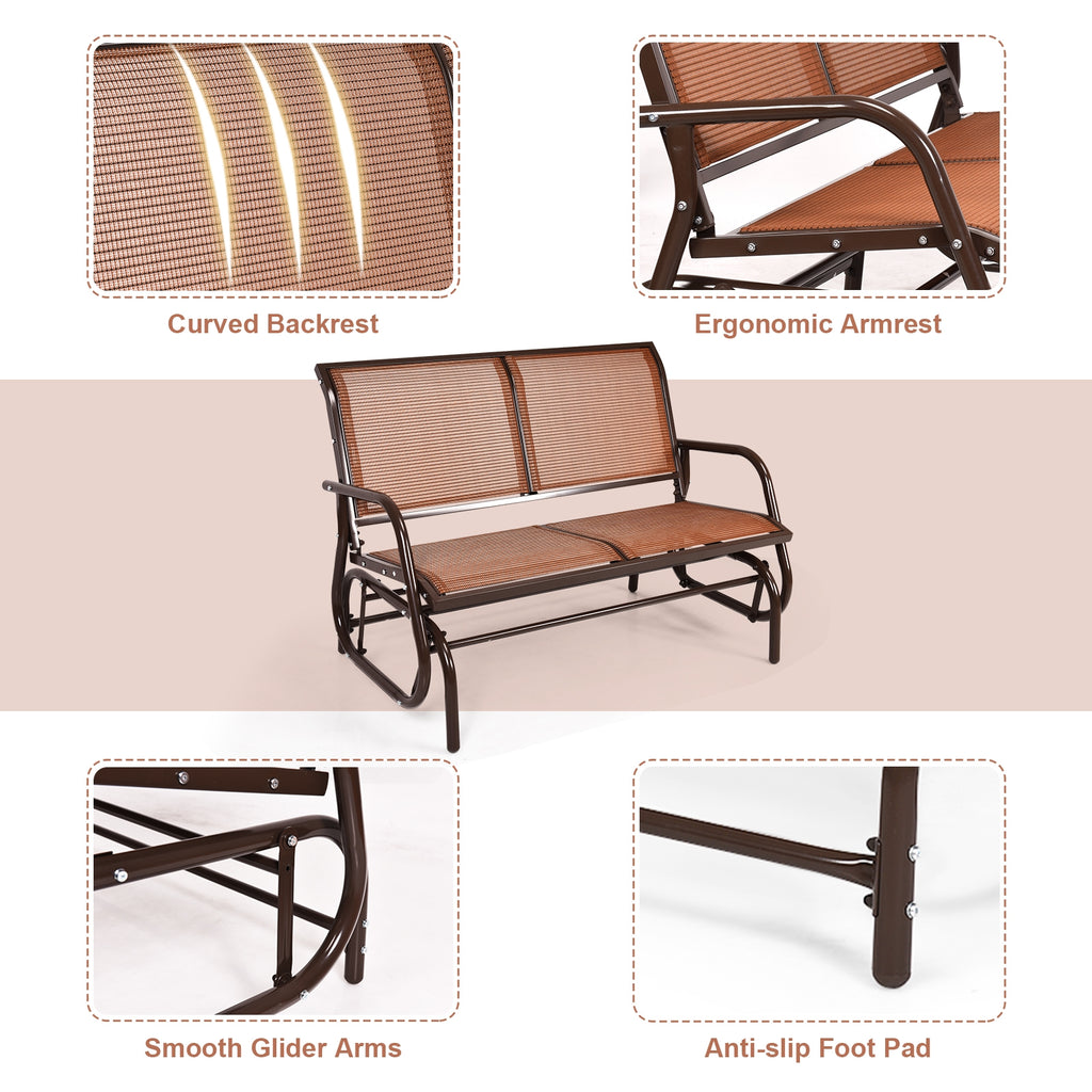 48" Swing Glider Chair Loveseat Rocker - Brown