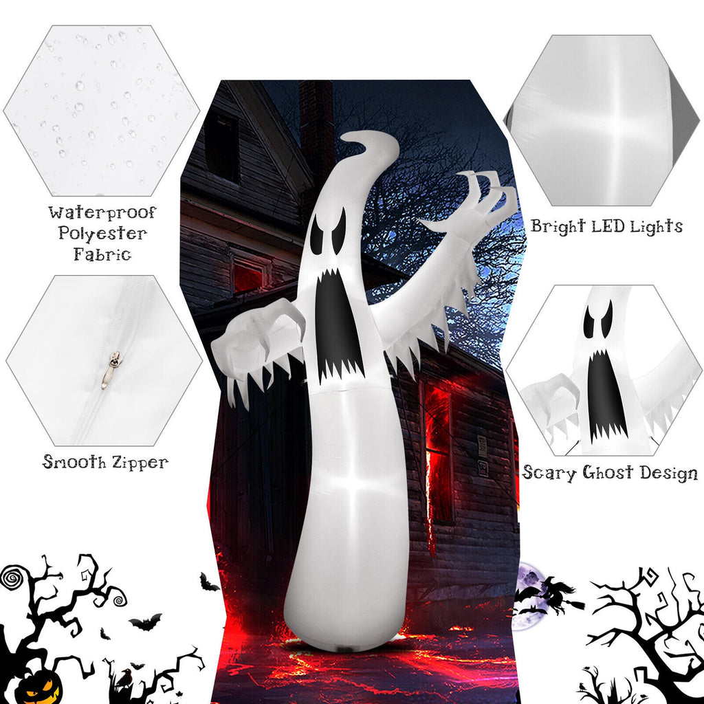 12 Feet Inflatable Ghost with LED Lights for Halloween Yard Decoration