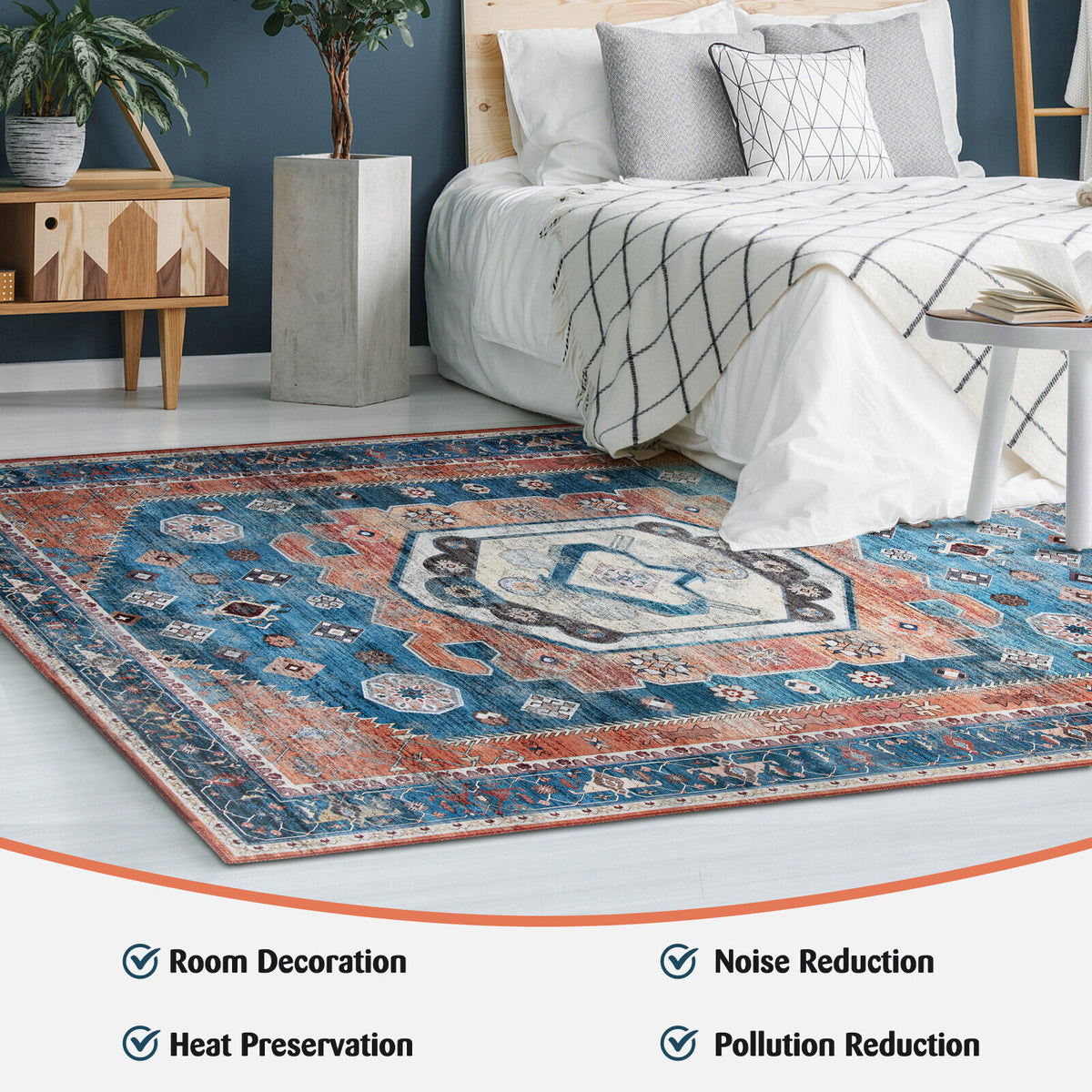 5 x 7 Inch Non-Shedding Indoor Area Rug - Vintage Distressed Pattern