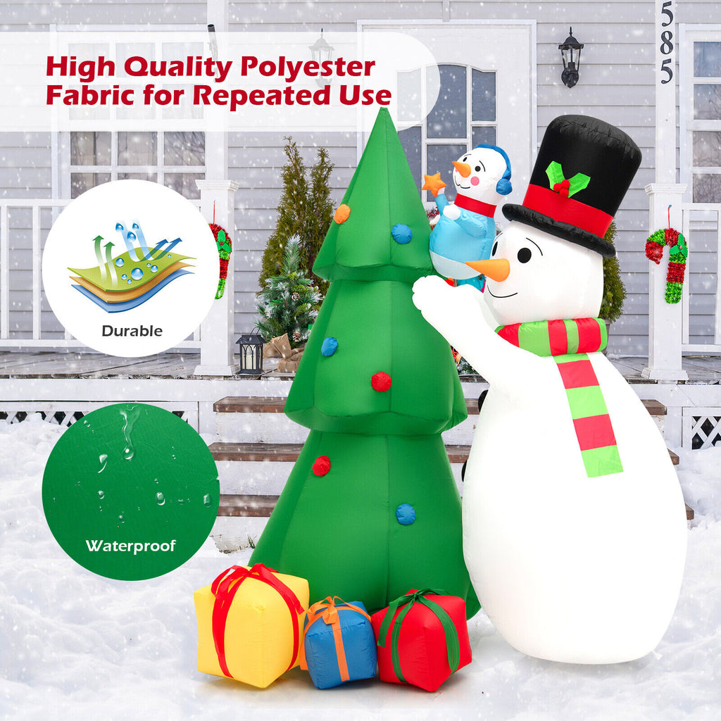 Inflatable Christmas Snowman & Tree Decoration Set with LED Lights - 6 Feet Tall