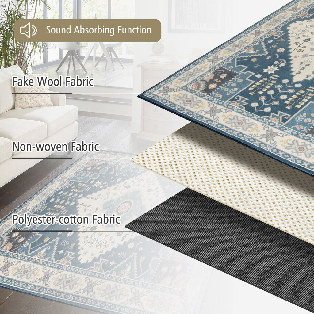 Faux Wool Area Rug Doormat - Waterproof Non-Slip Floor Cover for Living Room, Bedroom, Kitchen, 0.4 Inch Thick - Variation S