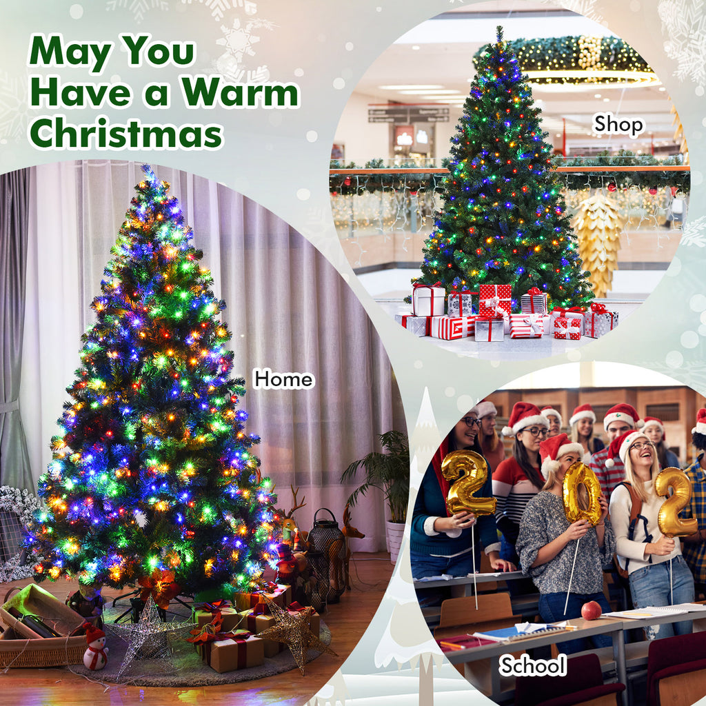 7.5 Feet Pre-Lit Artificial Spruce Christmas Tree with 550 Multicolor Lights - Variation: Multicolor Light