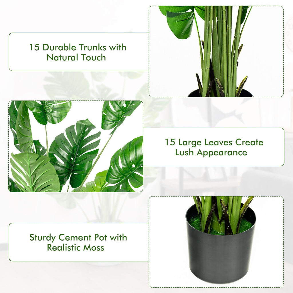 Artificial Monstera Tree - 5 Feet Faux Indoor Outdoor Plant with Realistic Leaves & DIY Assembly