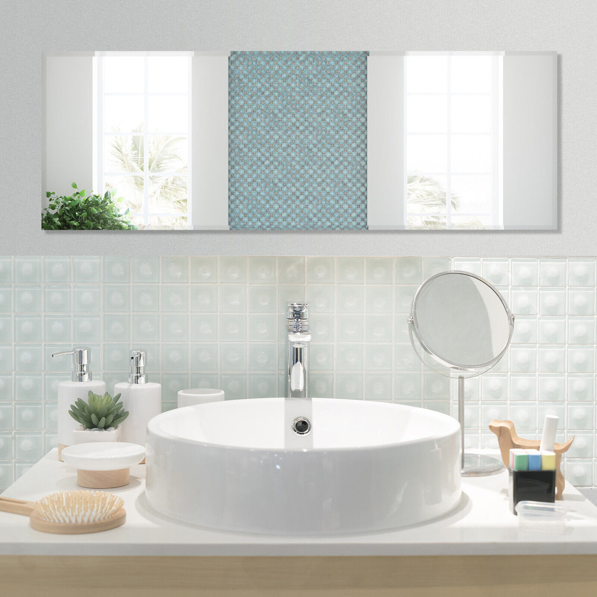 Wall Mounted Frameless Full Length Mirror 43 x 15 Inch Large Mirror for Bedroom Living Room Entryway