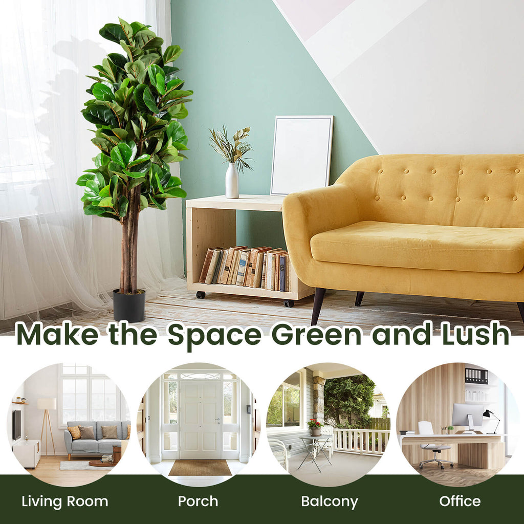 5 Feet Artificial Fiddle Leaf Fig Tree - Decorative Indoor Plant with Pot