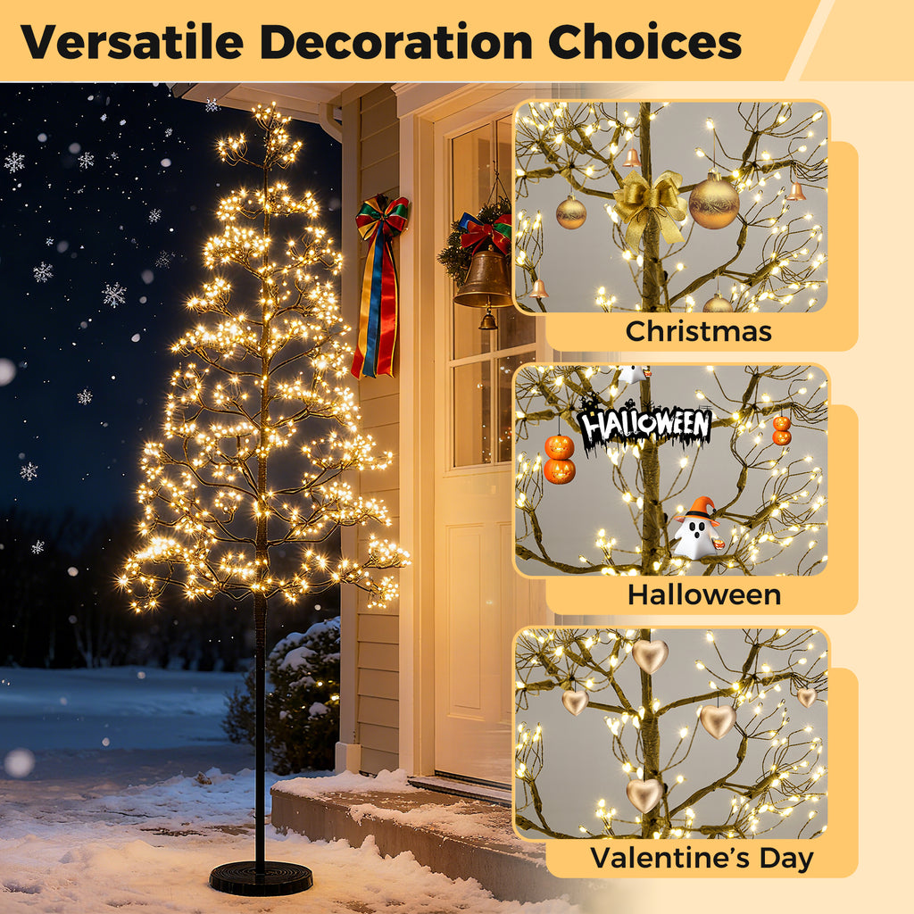 5ft Lighted Alpine Tree with Warm White LED Lights - Pre-lit Artificial Cedar with Weighted Base