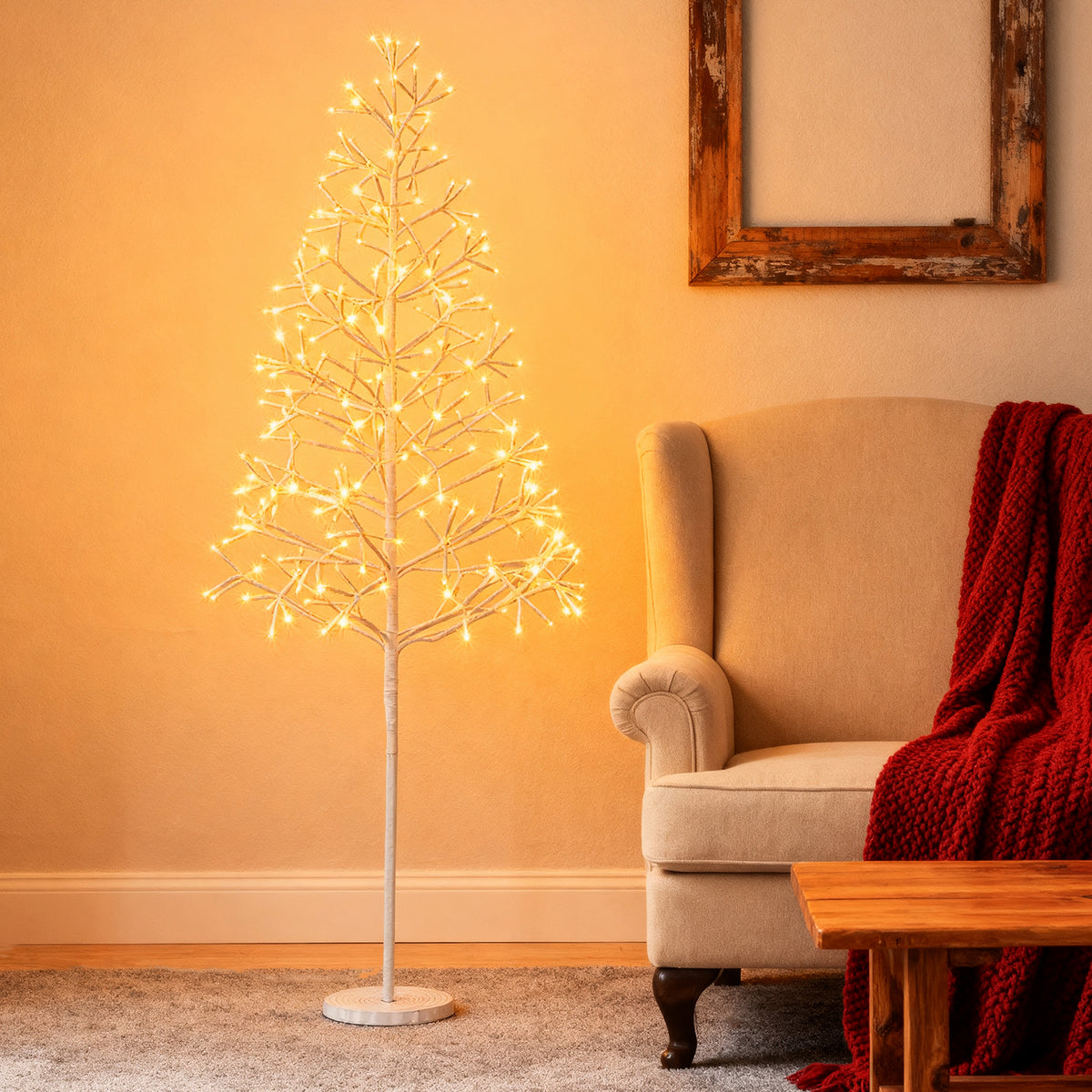 5 Ft Lighted Birch Tree with Warm White LED Lights - Pre-lit Twig Tree, Indoor Decor