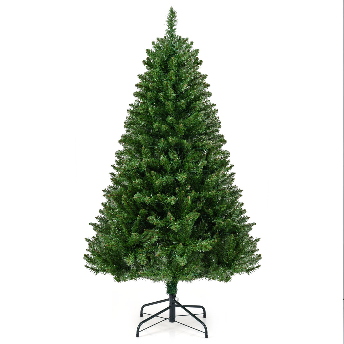 5 Ft Artificial Christmas Tree with Hinged Branches & 7 Lighting Modes - Costway