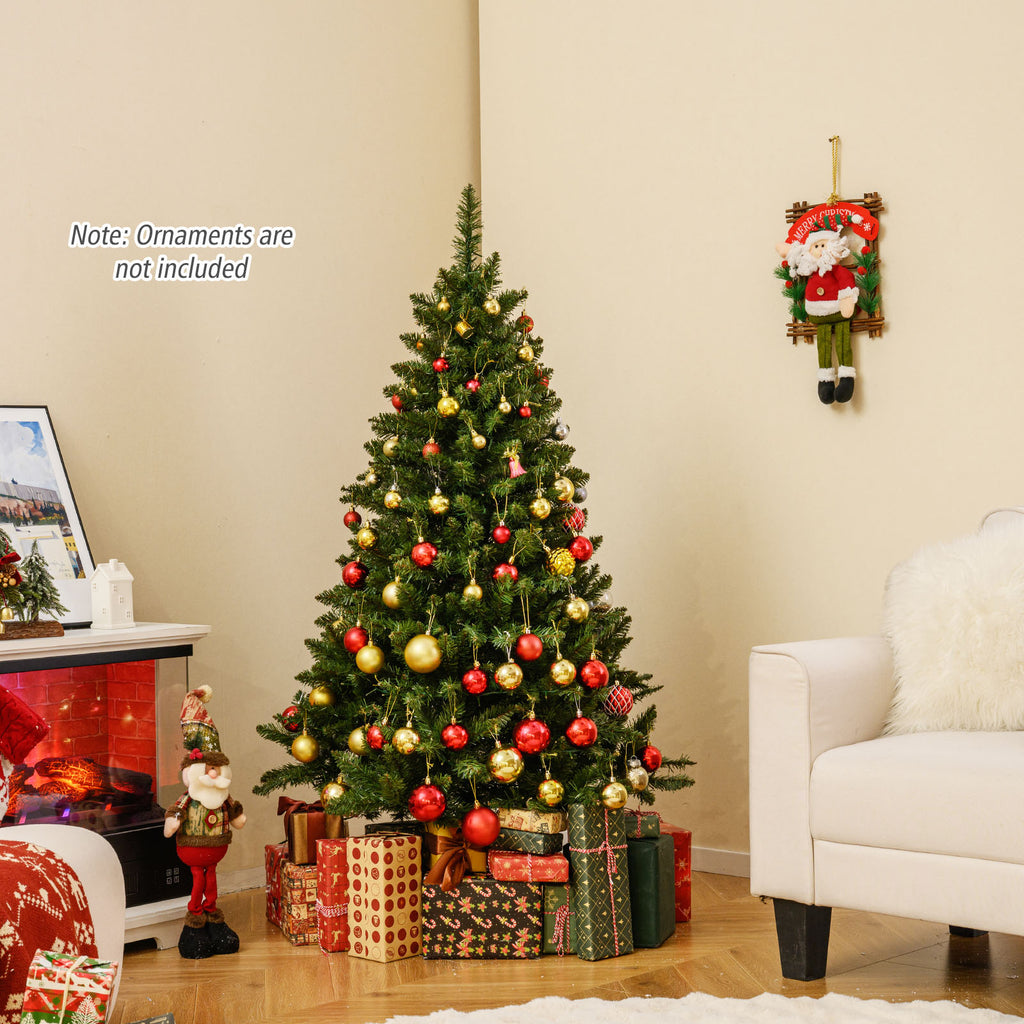 5 Ft Artificial Christmas Tree with Hinged Branches & 7 Lighting Modes - Costway