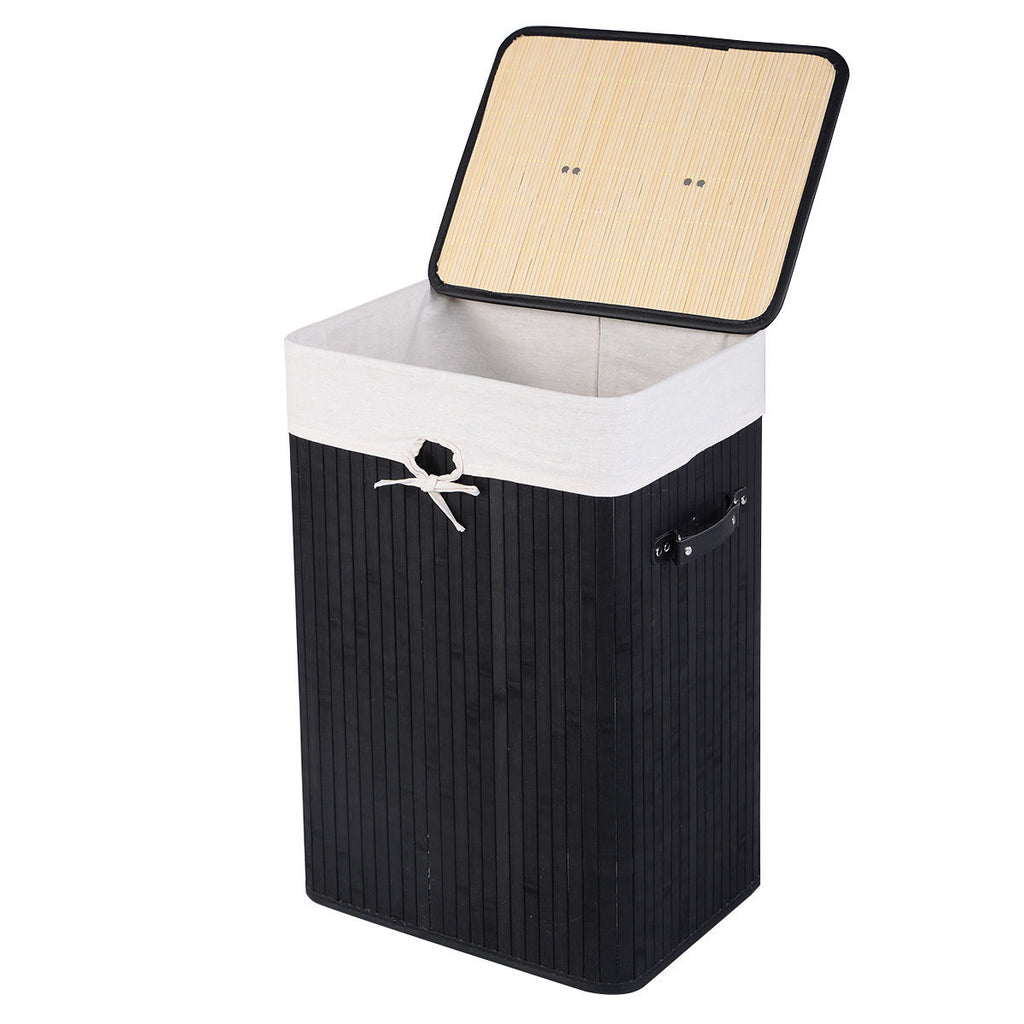 19 Gal Rectangle Laundry Basket Bamboo Clothes Hamper with Handles