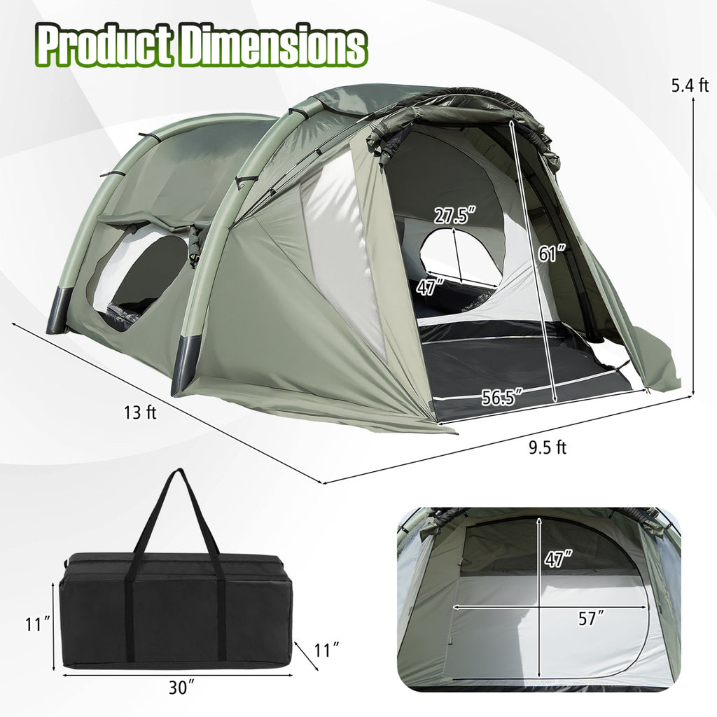 5-7 Person Inflatable Camping Tent with Screened Porch - Green