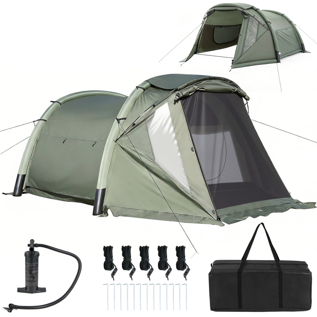 5-7 Person Inflatable Camping Tent with Screened Porch - Green