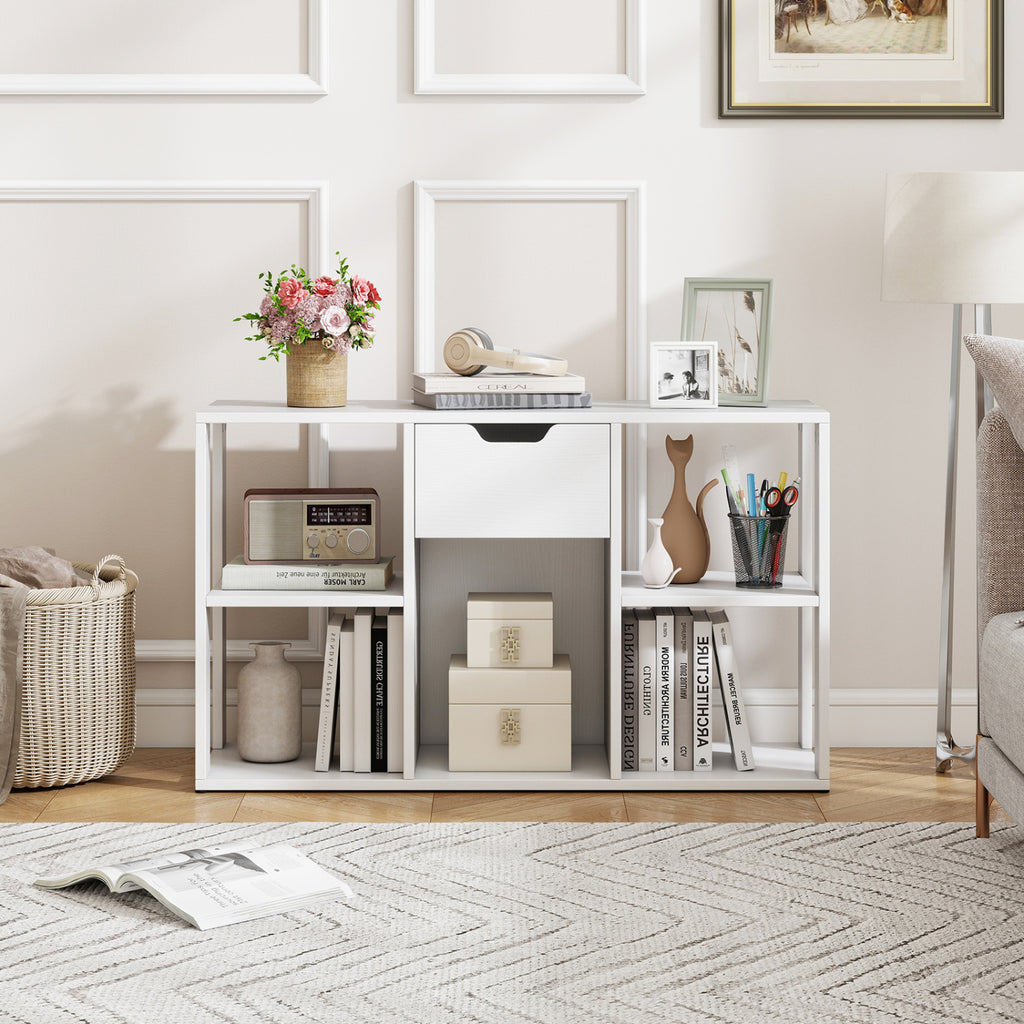 5-Cube Bookcase with Storage Drawer - Rustic Brown