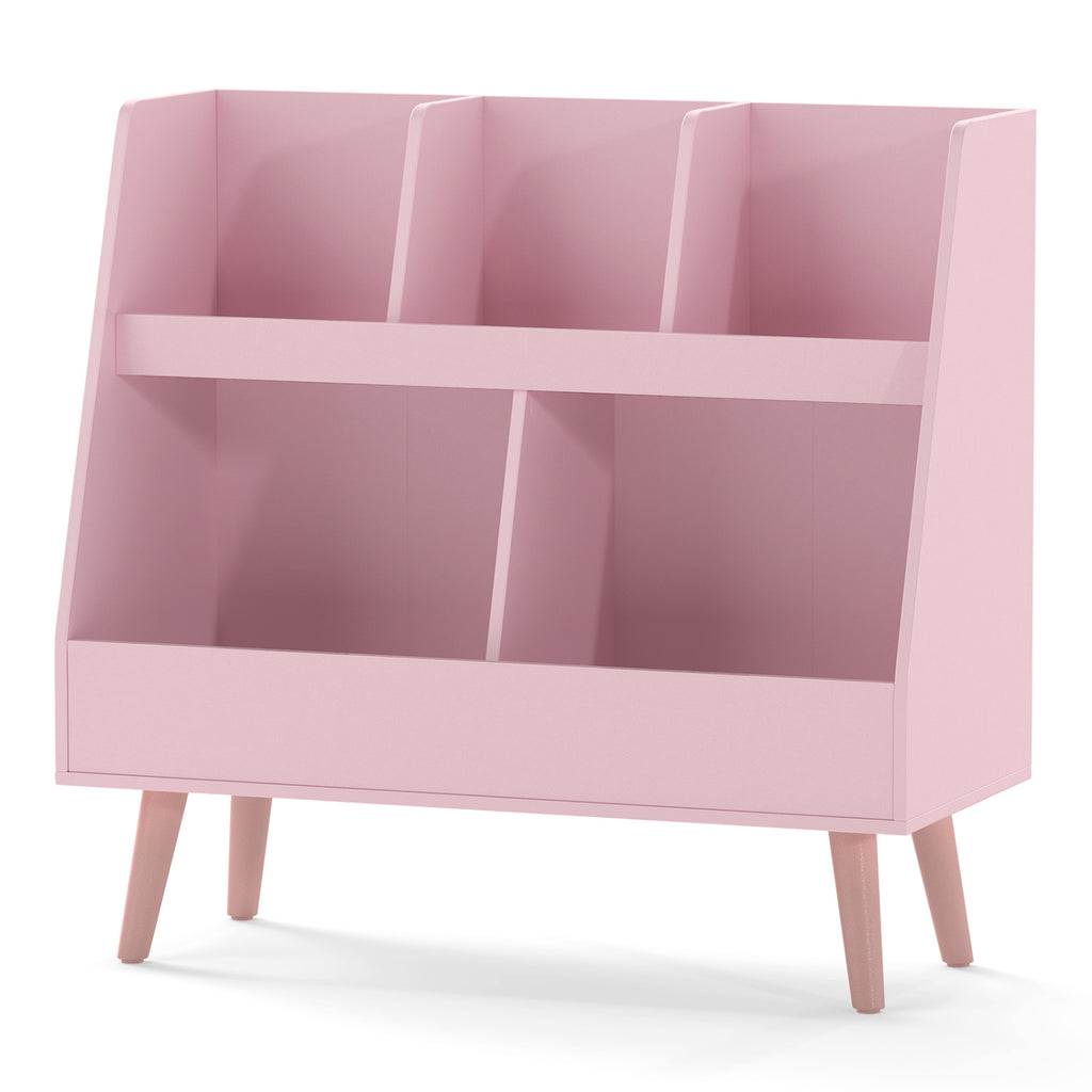 Kids Bookshelf and Toy Organizer - 5 Cubes, Pink, Anti-Tipping Safety