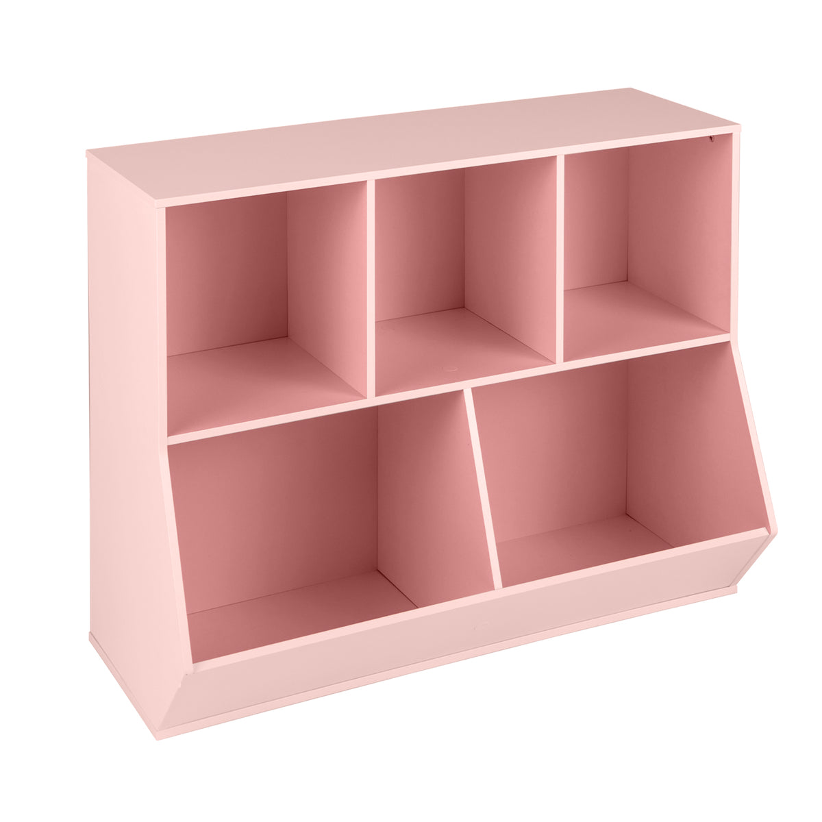 Wooden 5-Cube Kids Toy Storage Organizer Pink with Anti-Tipping Kits
