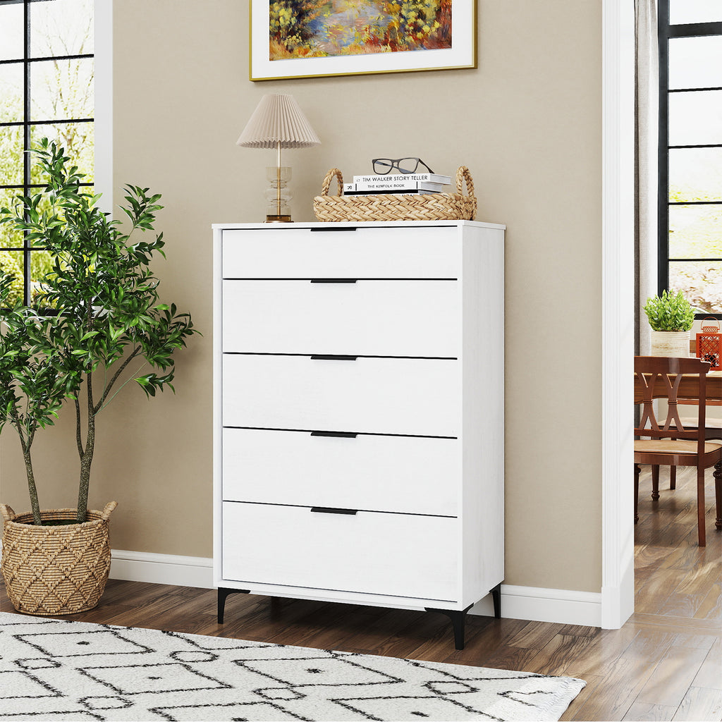 5-Drawer Dresser with Interlock System, White