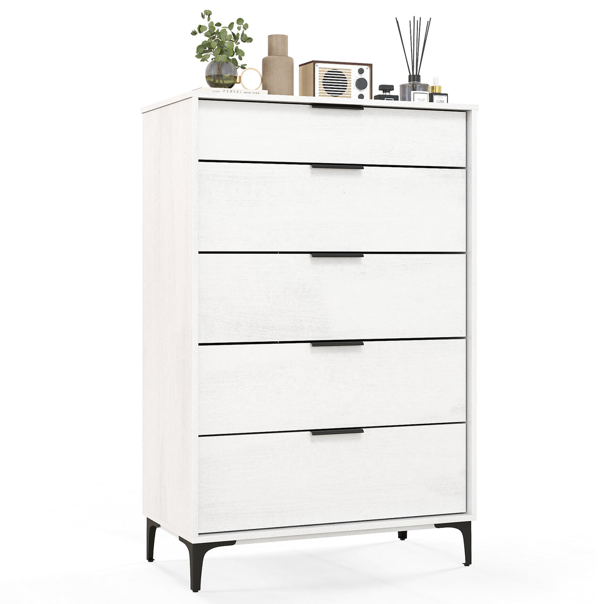 5-Drawer Dresser with Interlock System, White