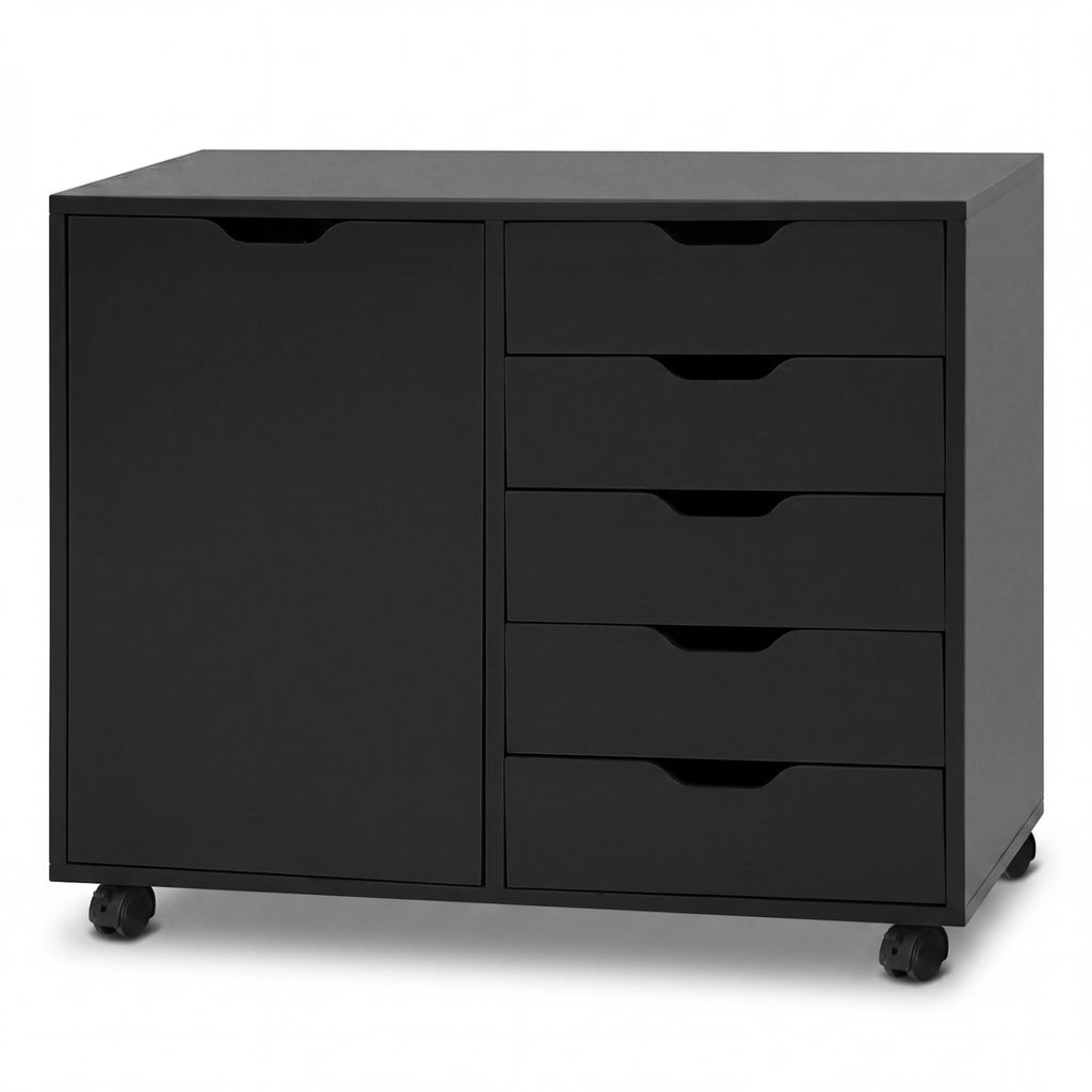 5 Drawer Storage Cabinet on Wheels - White