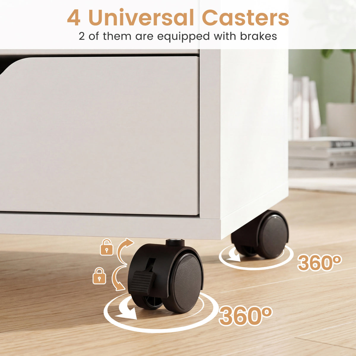5 Drawer Storage Cabinet on Wheels - White