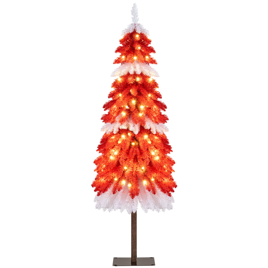 5 FT Pre-Lit Artificial Christmas Tree with 301 Red and White Tips