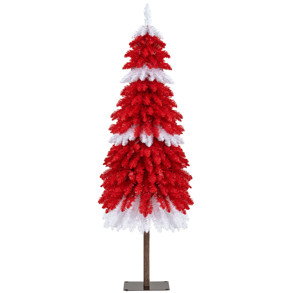5 FT Pre-Lit Artificial Christmas Tree with 301 Red and White Tips