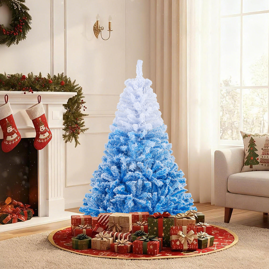Blue 5 Ft Artificial Christmas Tree with Warm White LED Lights & 8 Modes - Costway