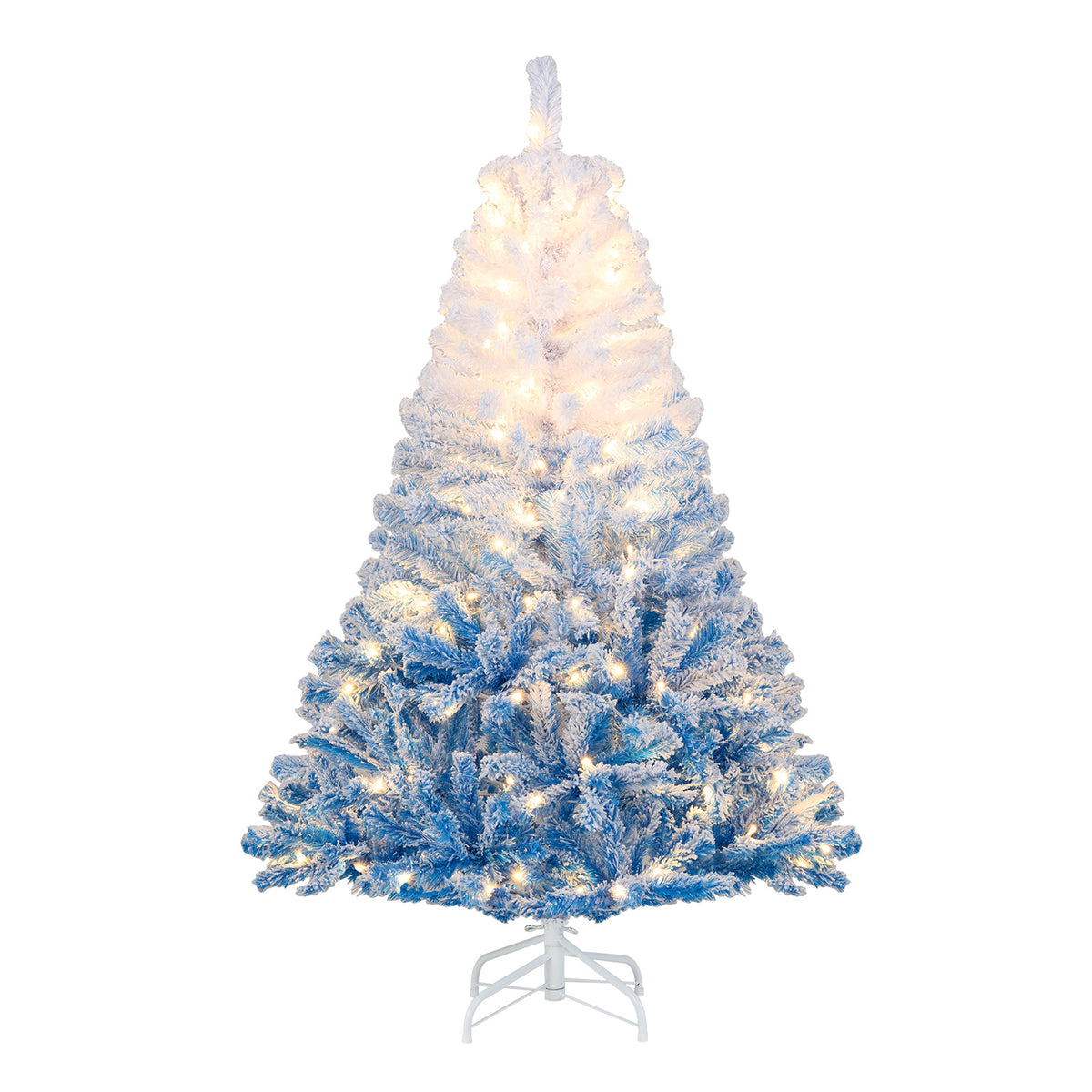 Blue 5 Ft Artificial Christmas Tree with Warm White LED Lights & 8 Modes - Costway