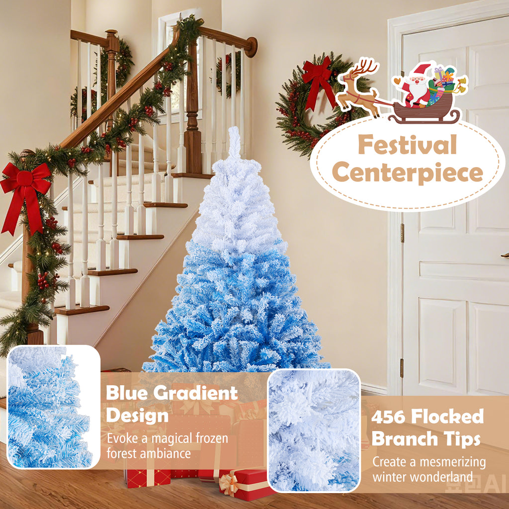 Blue 5 Ft Artificial Christmas Tree with Warm White LED Lights & 8 Modes - Costway