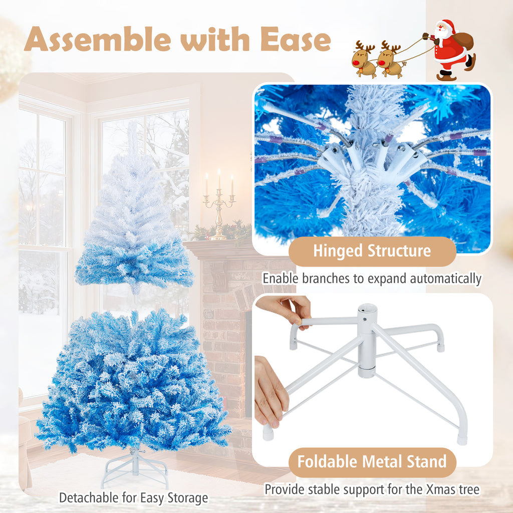 Blue 5 Ft Artificial Christmas Tree with Warm White LED Lights & 8 Modes - Costway
