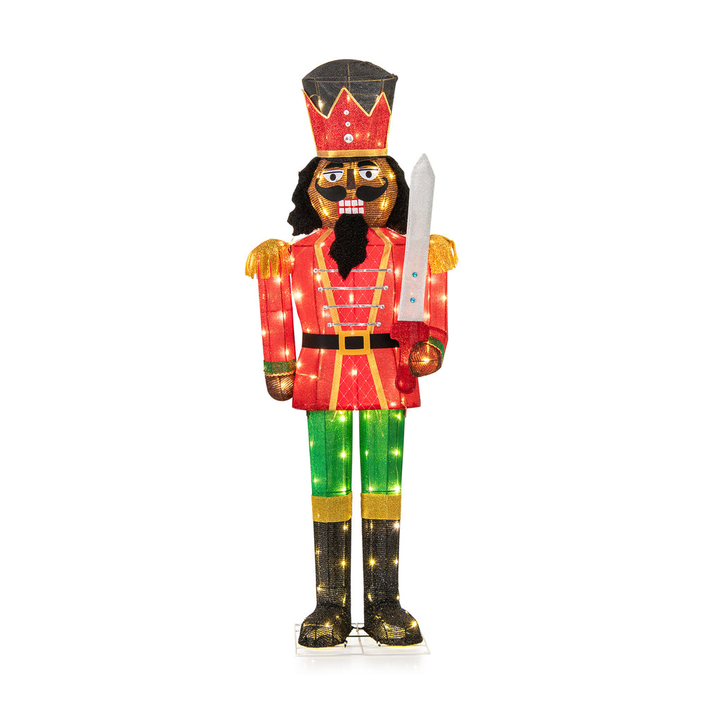 5 Ft Outdoor Christmas Nutcracker Decoration with Glitter Sword & LED Lights - Variation 1 Piece