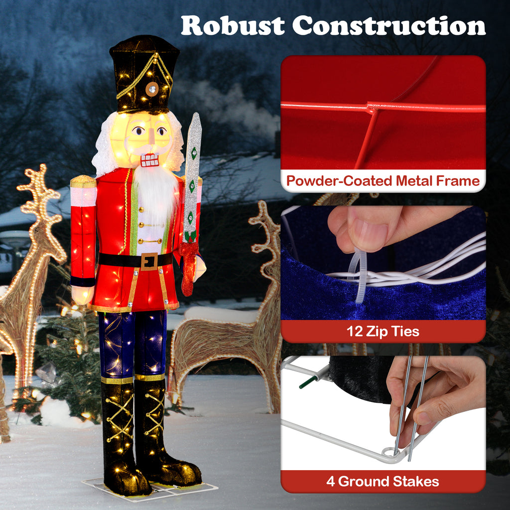 5 Ft Outdoor Christmas Nutcracker Decoration with Glitter Sword & LED Lights - Variation 1 Piece