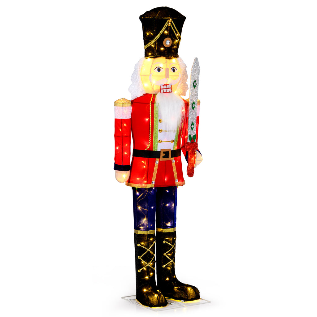 5 Ft Outdoor Christmas Nutcracker Decoration with Glitter Sword & LED Lights - Variation 1 Piece