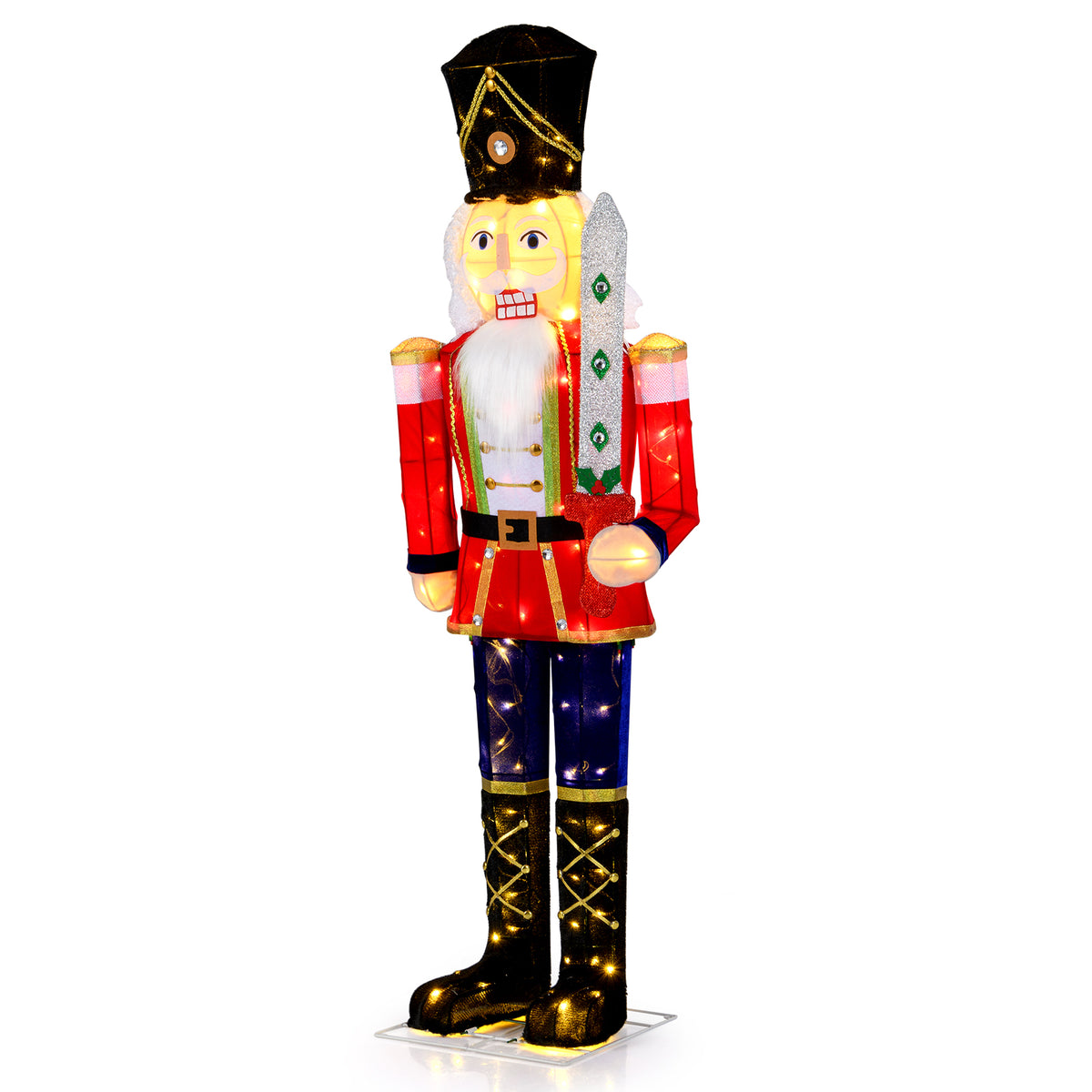 5 Ft Outdoor Christmas Nutcracker Decoration with Glitter Sword & LED Lights - Variation 1 Piece