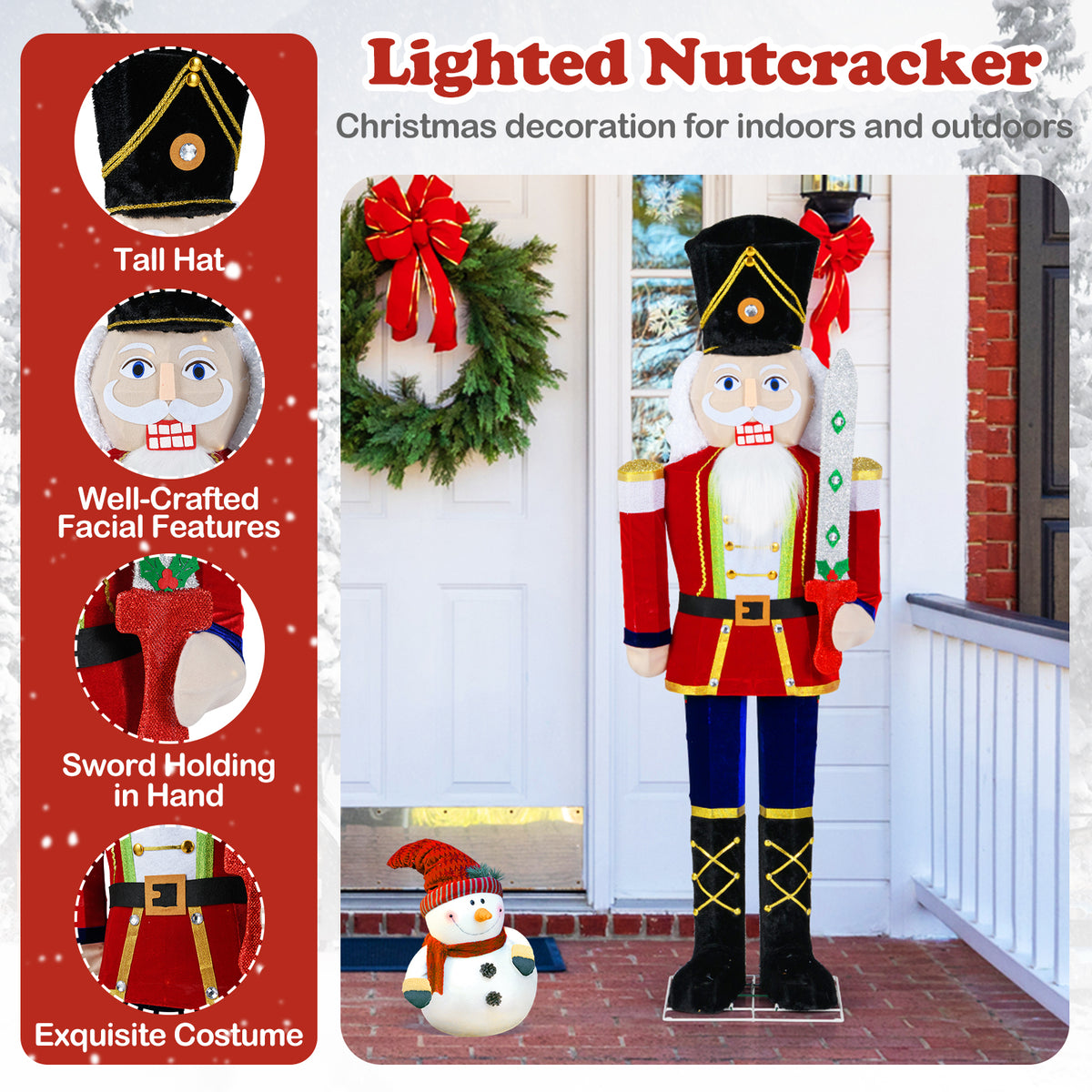 5 Ft Outdoor Christmas Nutcracker Decoration with Glitter Sword & LED Lights - Variation 1 Piece
