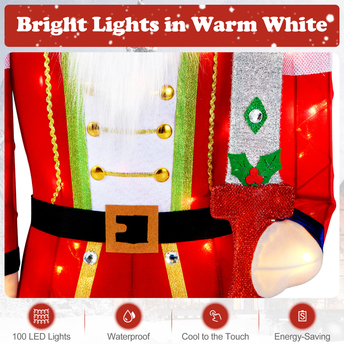 5 Ft Outdoor Christmas Nutcracker Decoration with Glitter Sword & LED Lights - Variation 1 Piece