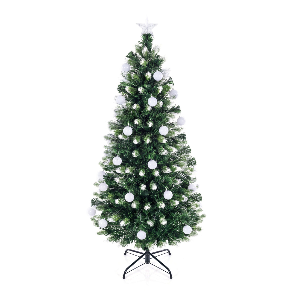 5 FT Pre-Lit Artificial Christmas Tree with Dazzling Optical Fibers - Frosted Leaves