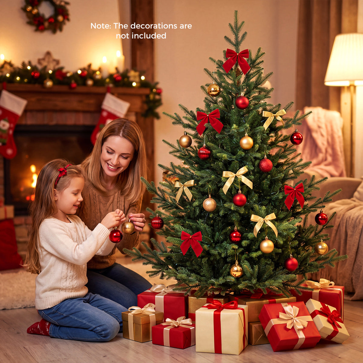 5 Ft Pre-Lit Artificial Christmas Tree with Warm White LED Lights - Holiday Decor
