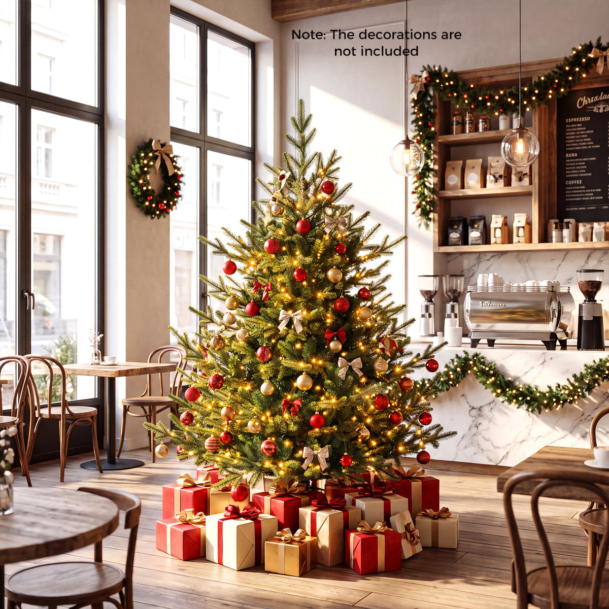 5 Ft Pre-Lit Artificial Christmas Tree with Warm White LED Lights - Holiday Decor
