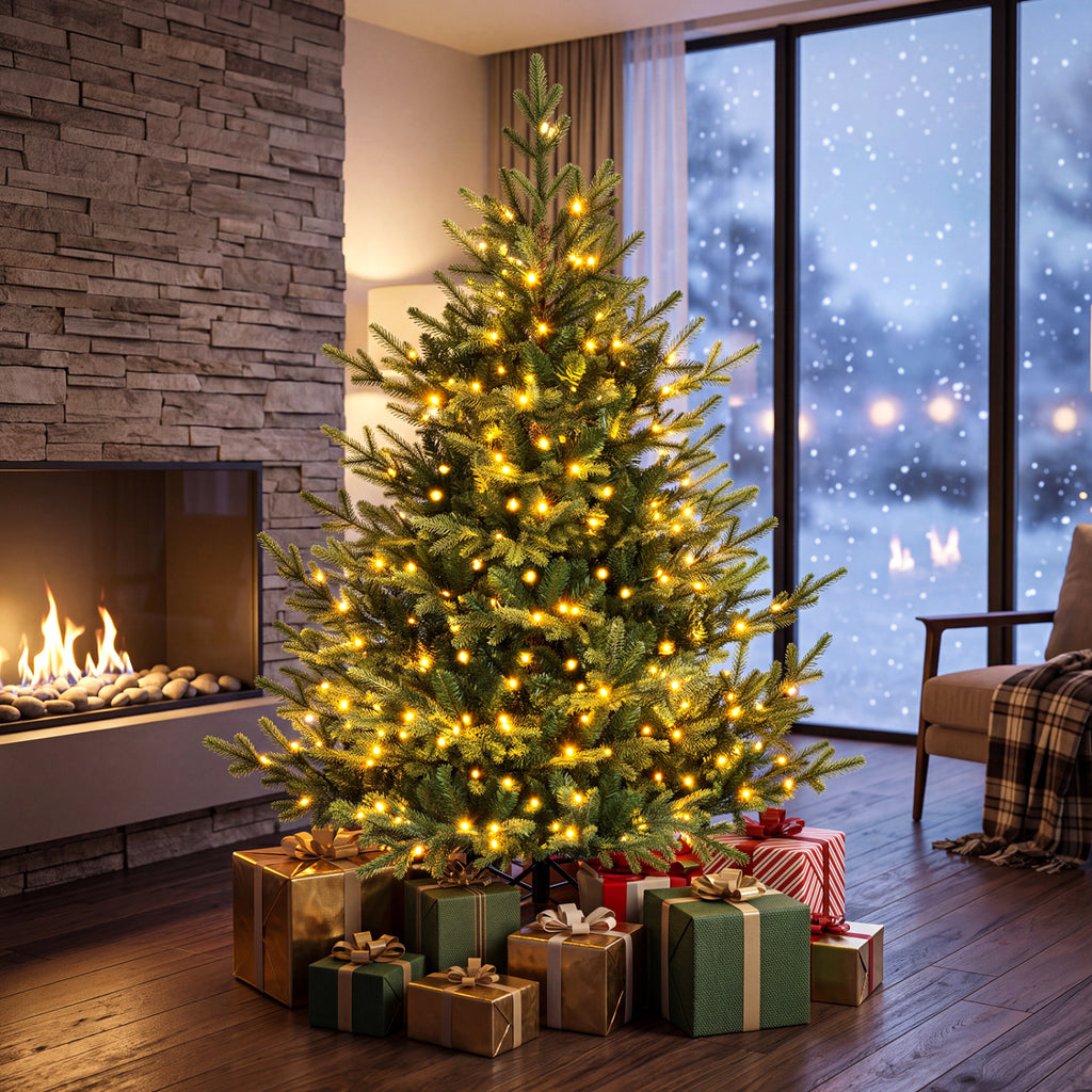 5 Ft Pre-Lit Artificial Christmas Tree with Warm White LED Lights - Holiday Decor