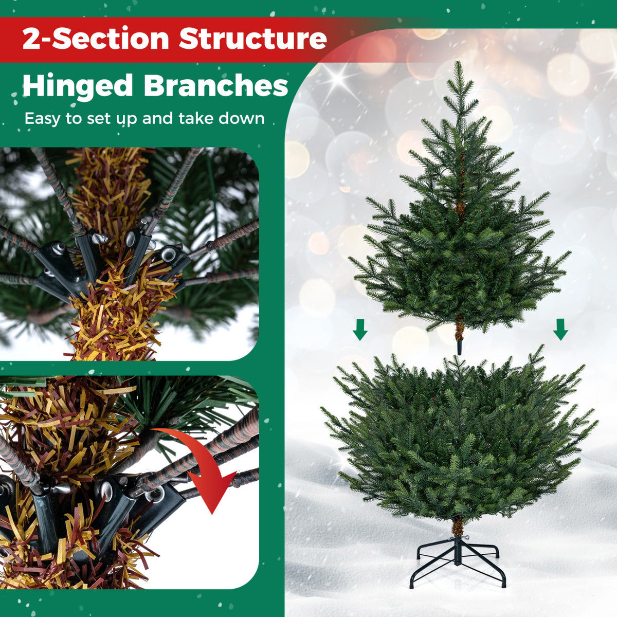 5 Ft Pre-Lit Artificial Christmas Tree with Warm White LED Lights - Holiday Decor