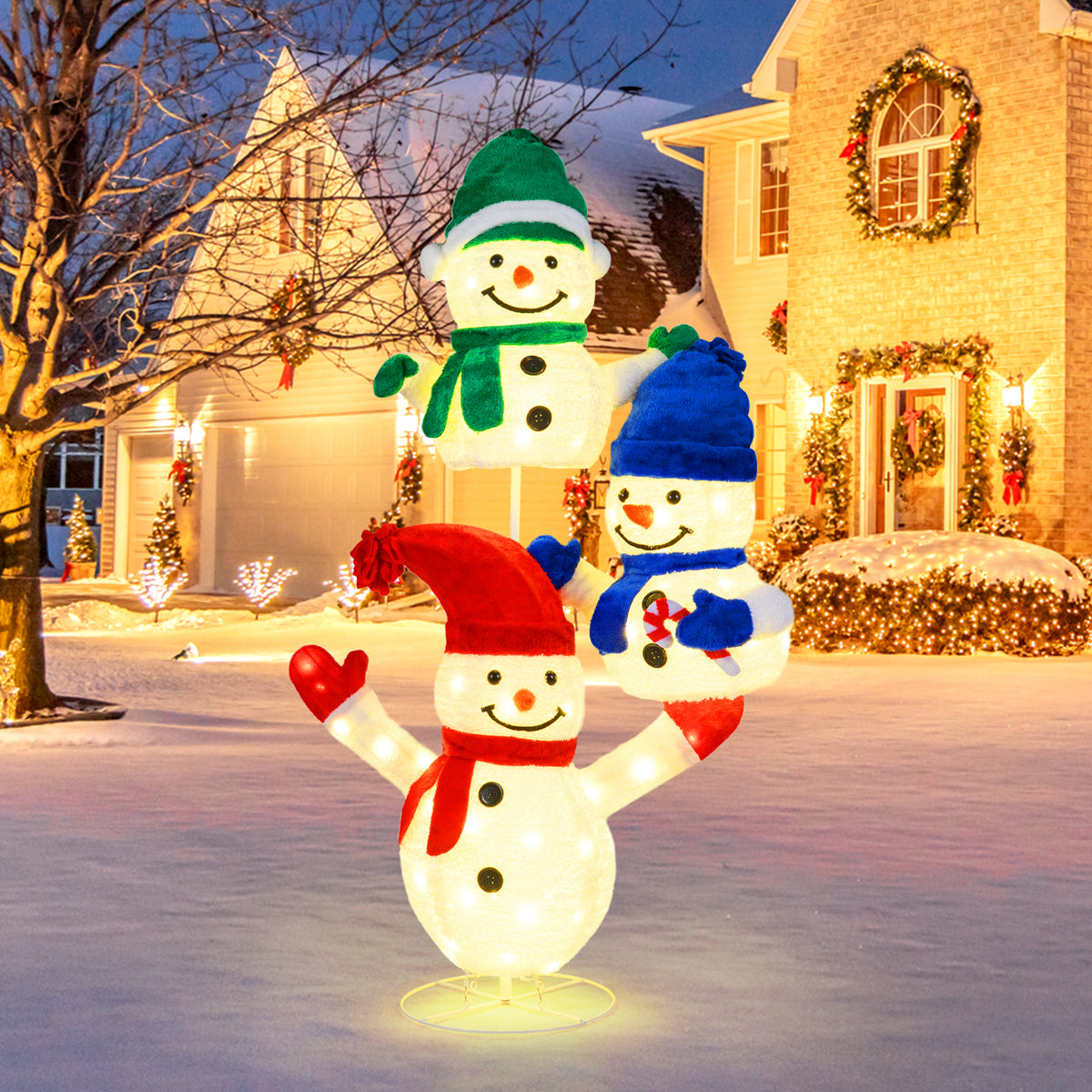 5 FT Snowman Christmas Decoration with 110 LED Lights - Indoor Outdoor Holiday Decor