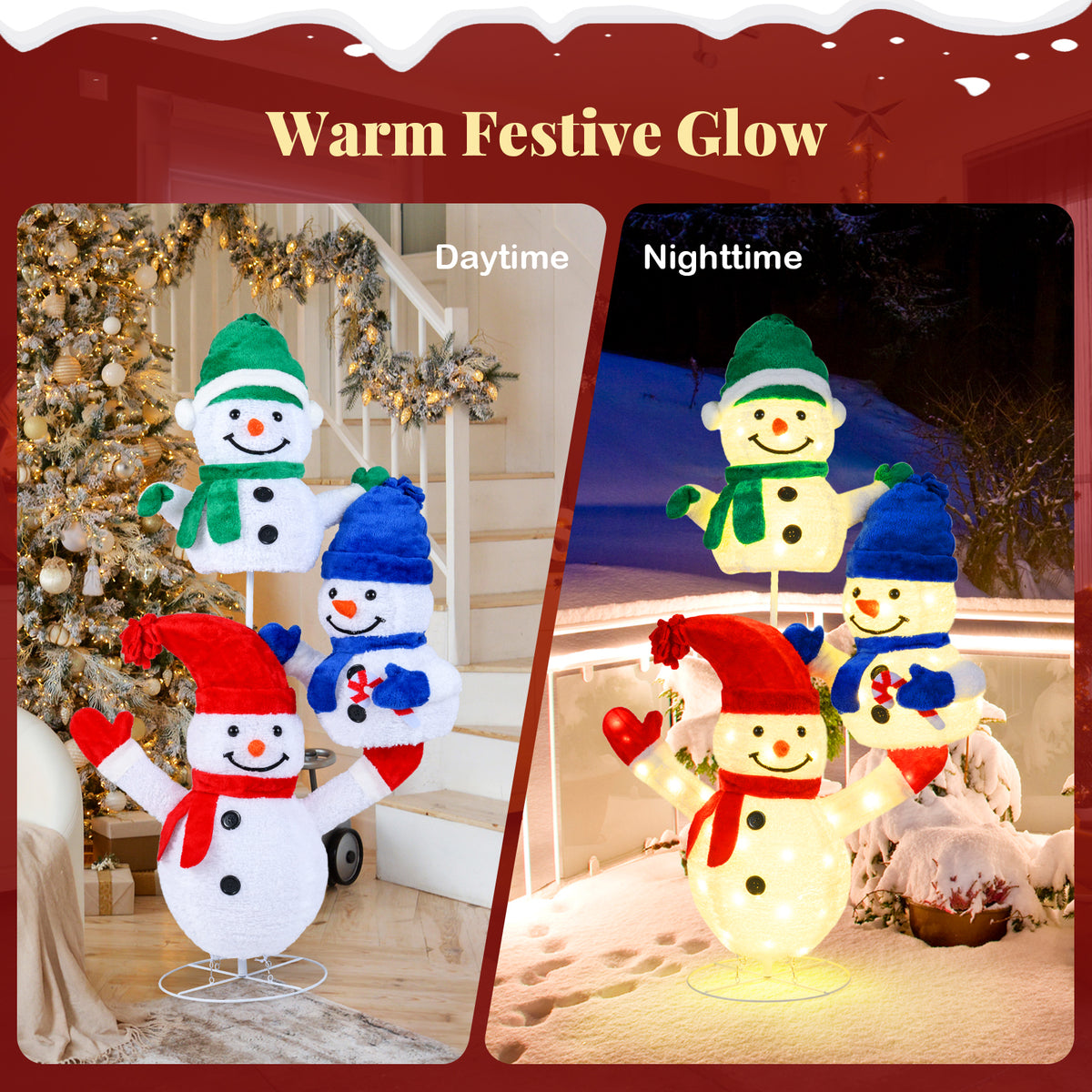 5 FT Snowman Christmas Decoration with 110 LED Lights - Indoor Outdoor Holiday Decor