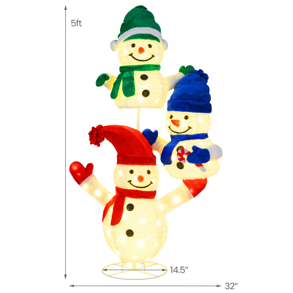 5 FT Snowman Christmas Decoration with 110 LED Lights - Indoor Outdoor Holiday Decor