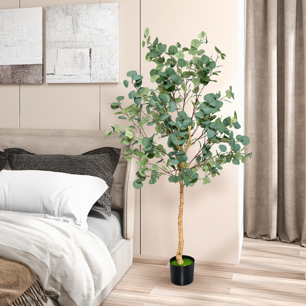 Artificial Eucalyptus Tree 5.5 Feet with 517 Silver Dollar Leaves - 1 Piece