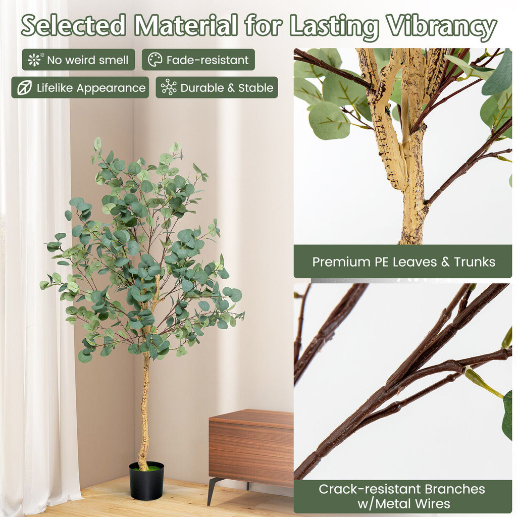 Artificial Eucalyptus Tree 5.5 Feet with 517 Silver Dollar Leaves - 1 Piece
