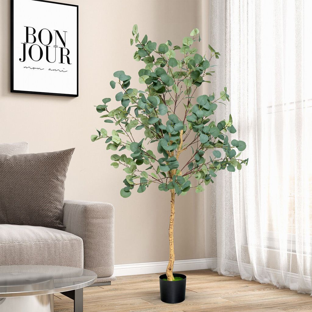 Artificial Eucalyptus Tree 5.5 Feet with 517 Silver Dollar Leaves - 1 Piece