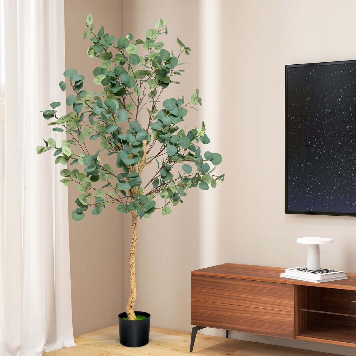 Artificial Eucalyptus Tree 5.5 Feet with 517 Silver Dollar Leaves - 1 Piece