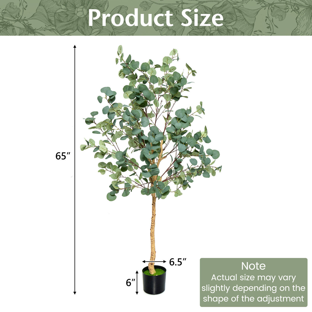 Artificial Eucalyptus Tree 5.5 Feet with 517 Silver Dollar Leaves - 1 Piece