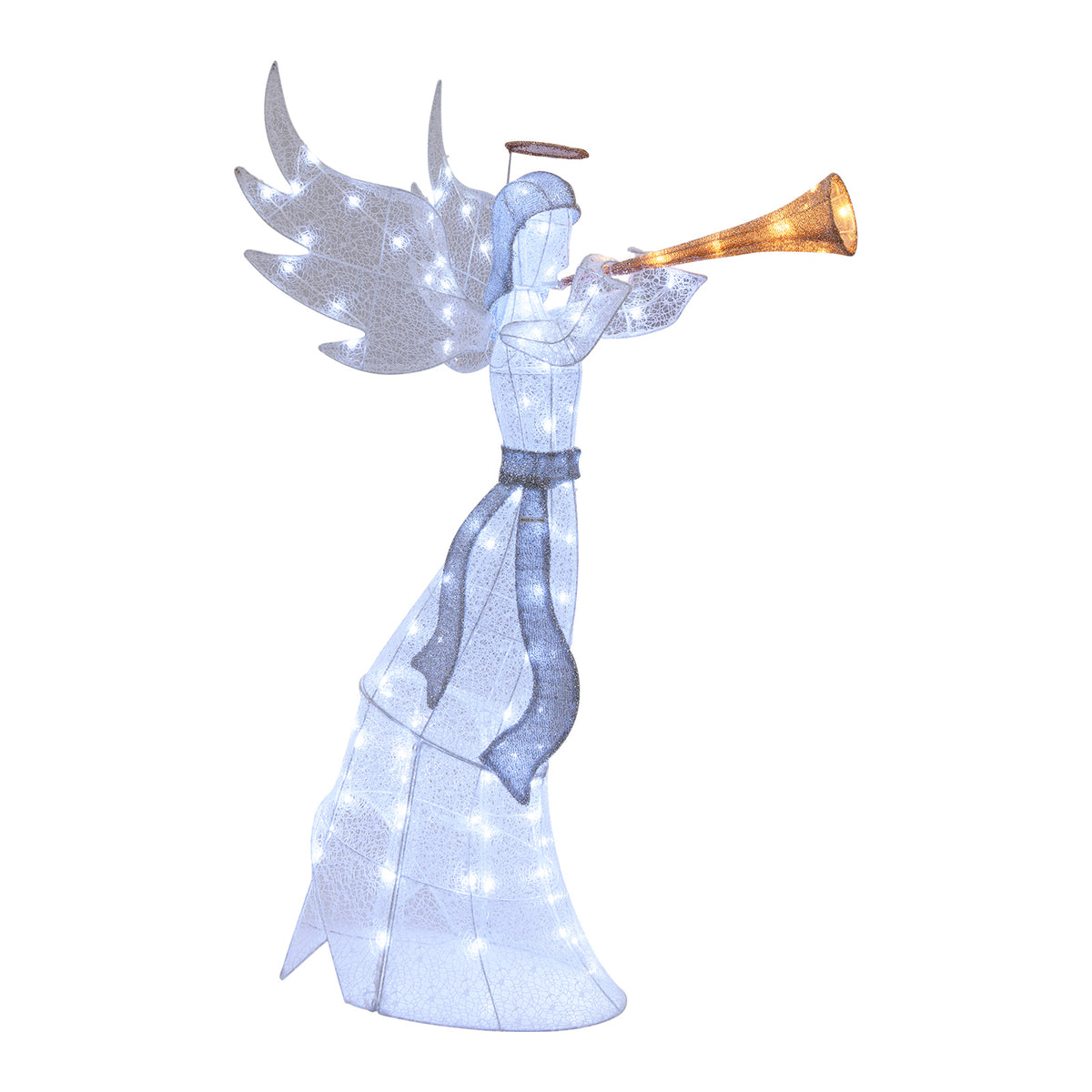 5.2 Feet Christmas Pre-Lit Angel with Halo, Wings & 180 Warm White LED Lights - Outdoor Decor