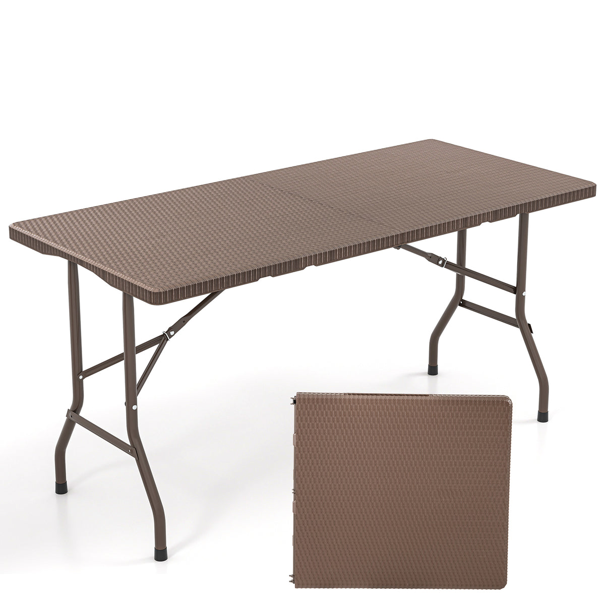 6 FT Plastic Fold-in-Half Camping Table